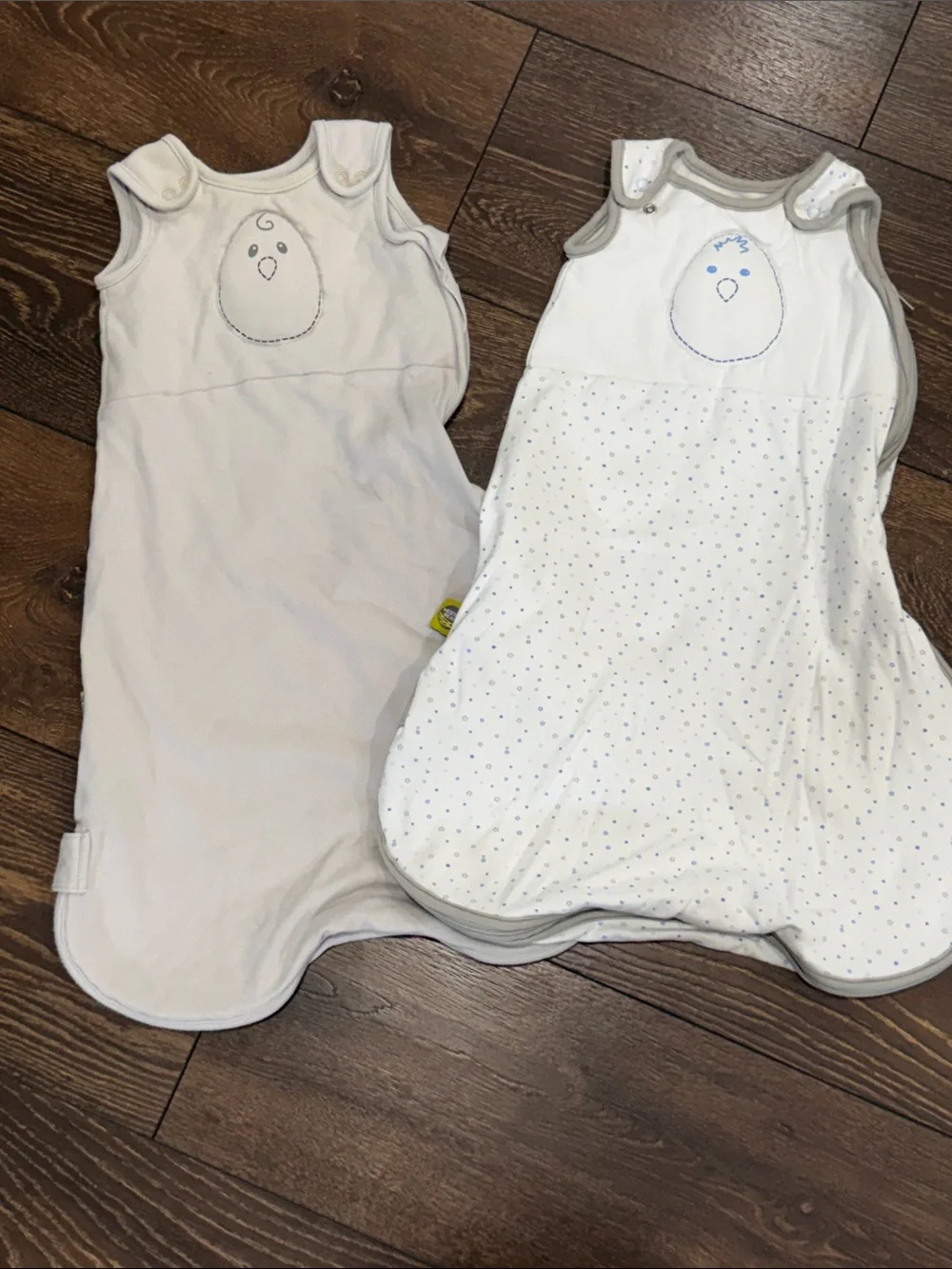 Nested Bean Baby Zen Sleep Sacks - White and Light Gray - lot of 2